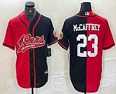 Men's San Francisco 49ers #23 Christian McCaffrey Red Black Two Tone Cool Base Stitched Baseball Jersey,baseball caps,new era cap wholesale,wholesale hats